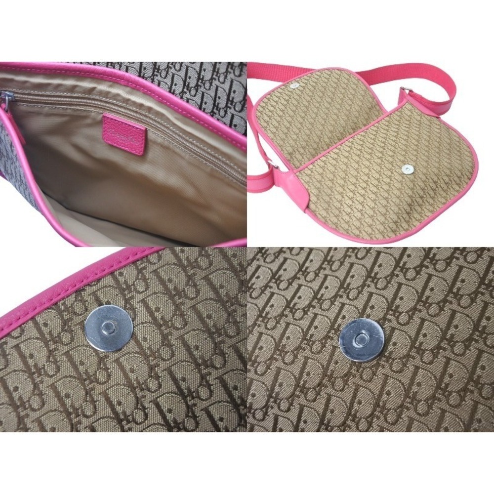 Christian Dior Trotter Shoulder Bag Canvas Leather Pink Brown - Picture 9 of 10